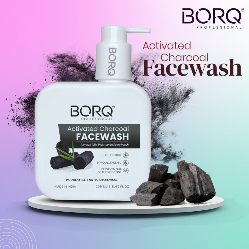 BORQ Activated Charcoal Face Wash 250ml | For Dirt & Pollution Removal  | 10X Power Of Activated Charcoal | Gentle Cleanser For Brightens Skin Removes Pigmentation & Dark Spots | No Harmful Chemicals - Image 3