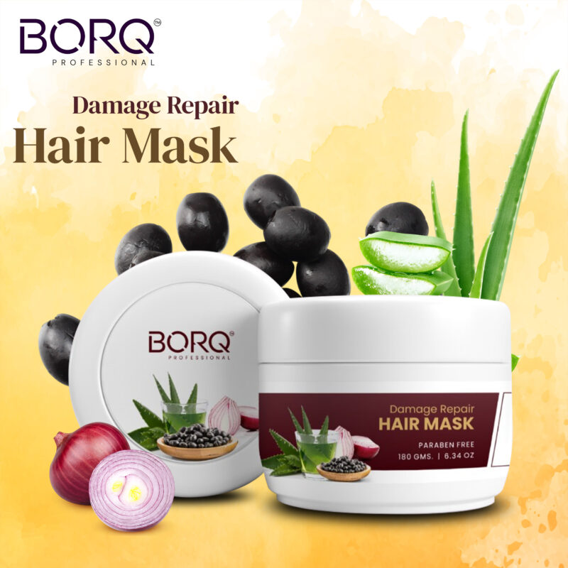 BORQ Hair Mask for Dry & Damaged Hair | Controls Frizzy Hair | Repairing Dehydrated & Dull Hair | No Parabens, No Harmful Chemicals | Suitable for All Hair Types | for Man & Women | 180gm - Image 2