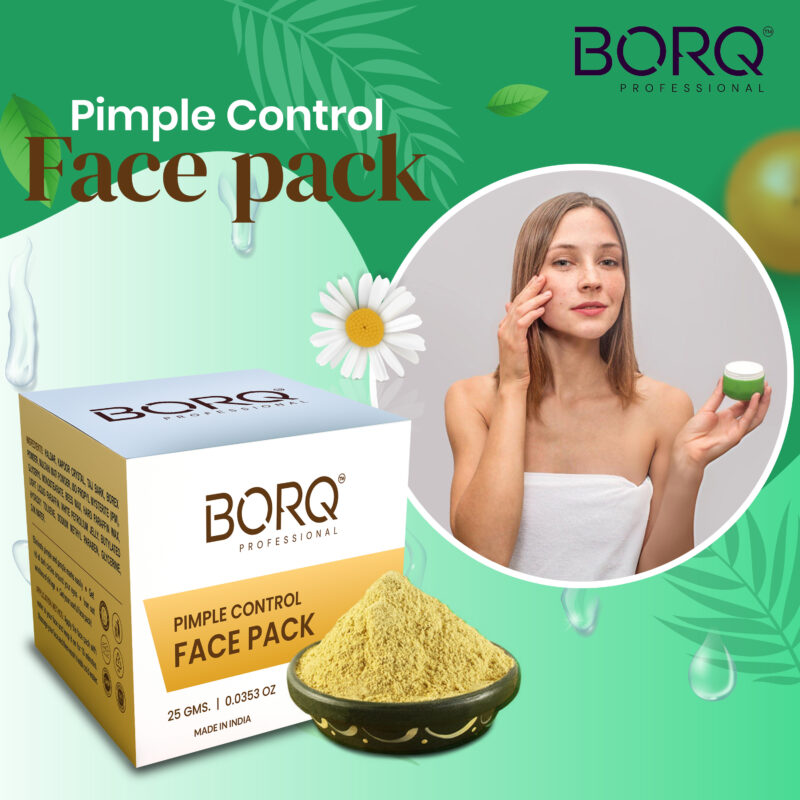 BORQ Pimple Control Face Pack | Helps In Clear Pimple-Free Skin & Controls Excess Oil | Anti Pimple And Oil Control | It Reduces Acne Scars and Oily Skin | for Man & Women | 25gm - Image 2