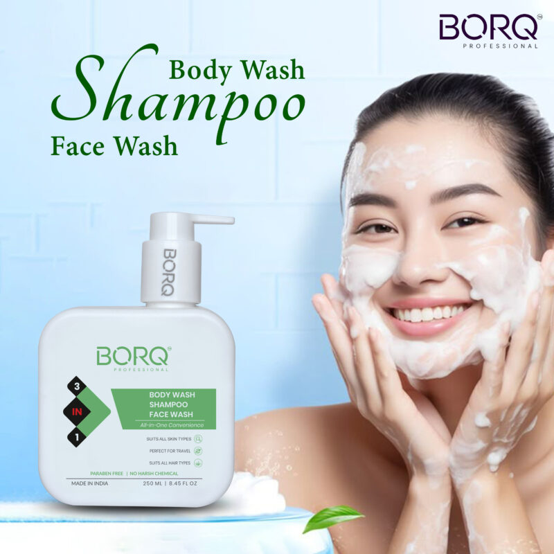 BORQ 3-In-1 Body Wash, Shampoo & Face Wash for Men & Women, with Natural Extracts | Deep Cleansing, Hydrating & Refreshing | All-in-One Bath Gel for Hair, Face & Body - 250ml - Image 2