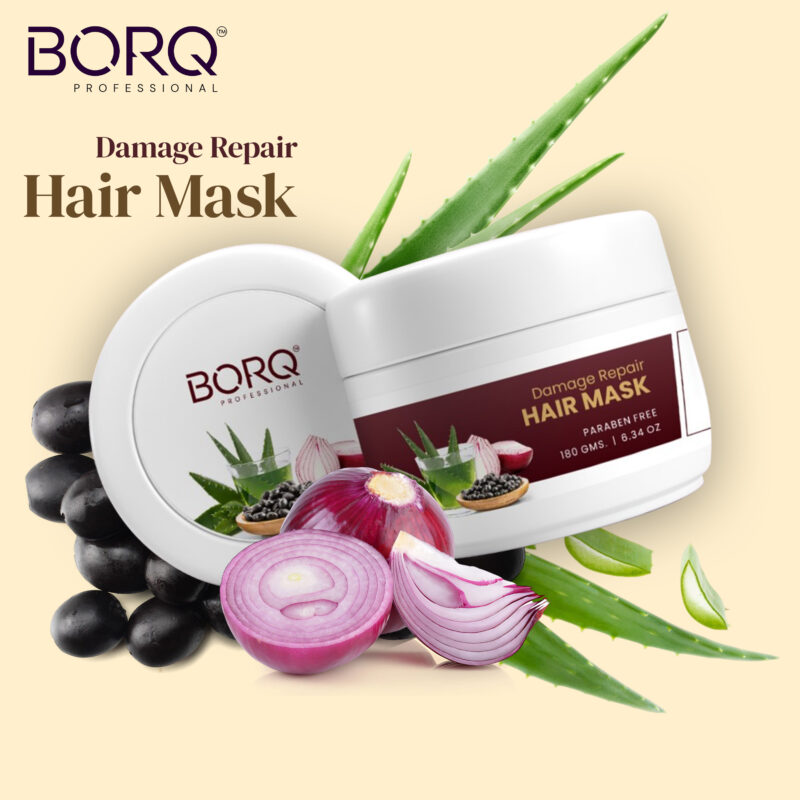 BORQ Hair Mask for Dry & Damaged Hair | Controls Frizzy Hair | Repairing Dehydrated & Dull Hair | No Parabens, No Harmful Chemicals | Suitable for All Hair Types | for Man & Women | 180gm - Image 3
