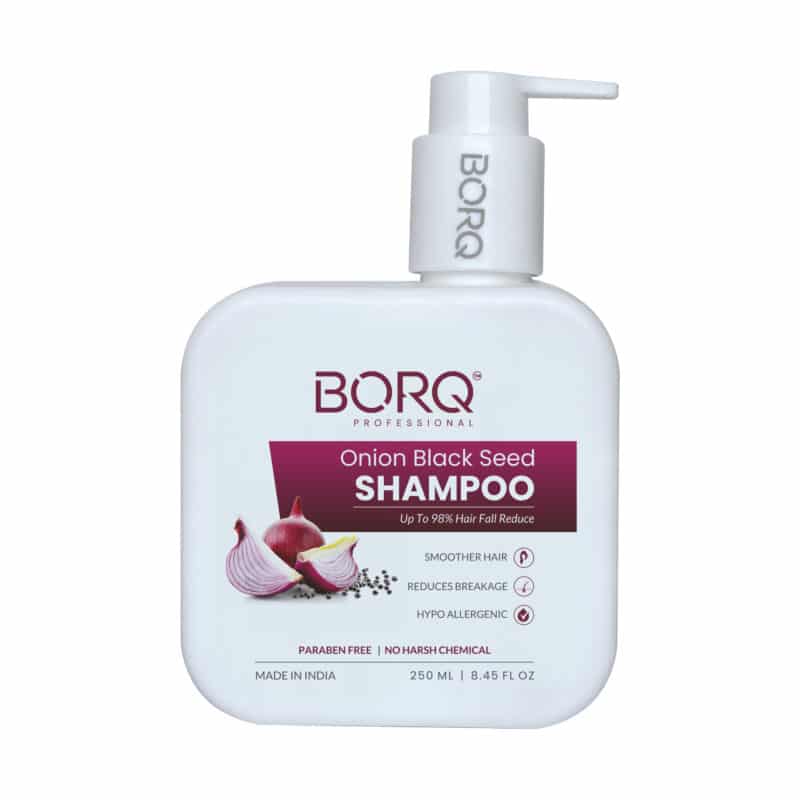 BORQ Onion Black Seed Hair Shampoo 250ml | For Smooth & Shiny Hair  | Up to 98% Hair Fall Reduce | Dandruff Control | No Parabens, No Harmful Chemicals | For All Hair type | For Man & Women