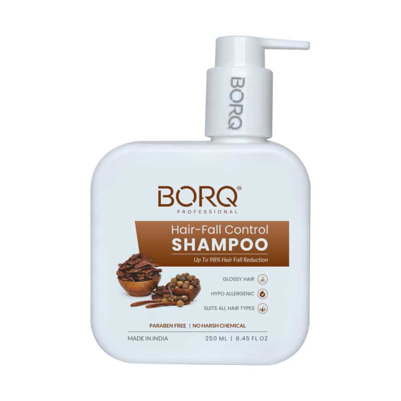 BORQ Hair-Fall Control Hair Shampoo 250ml | For Reduces hair fall and breakage  | Up to 98% Hair Fall Reduction | No Parabens, No Harmful Chemicals | For All Hair types | For Man & Women