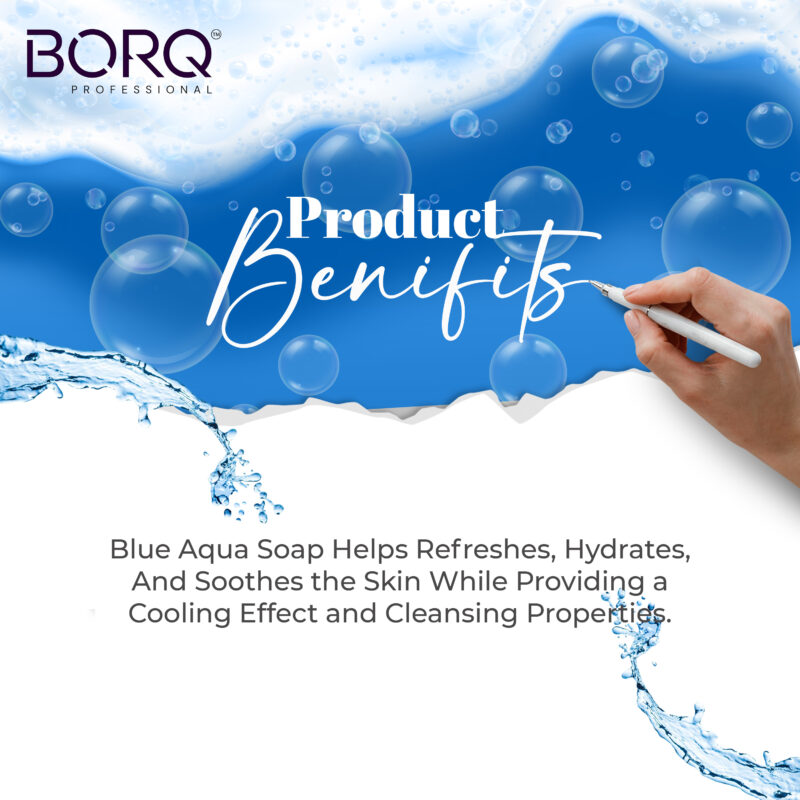 BORQ Blue Aqua Handmade Glycerin Bath Soap 100gm | Refreshing skin tonic and reduce irritation | 98% Pure Glycerin & Natural Oils | No Parabens, No Harmful Chemicals | for All Skin Types - Image 4