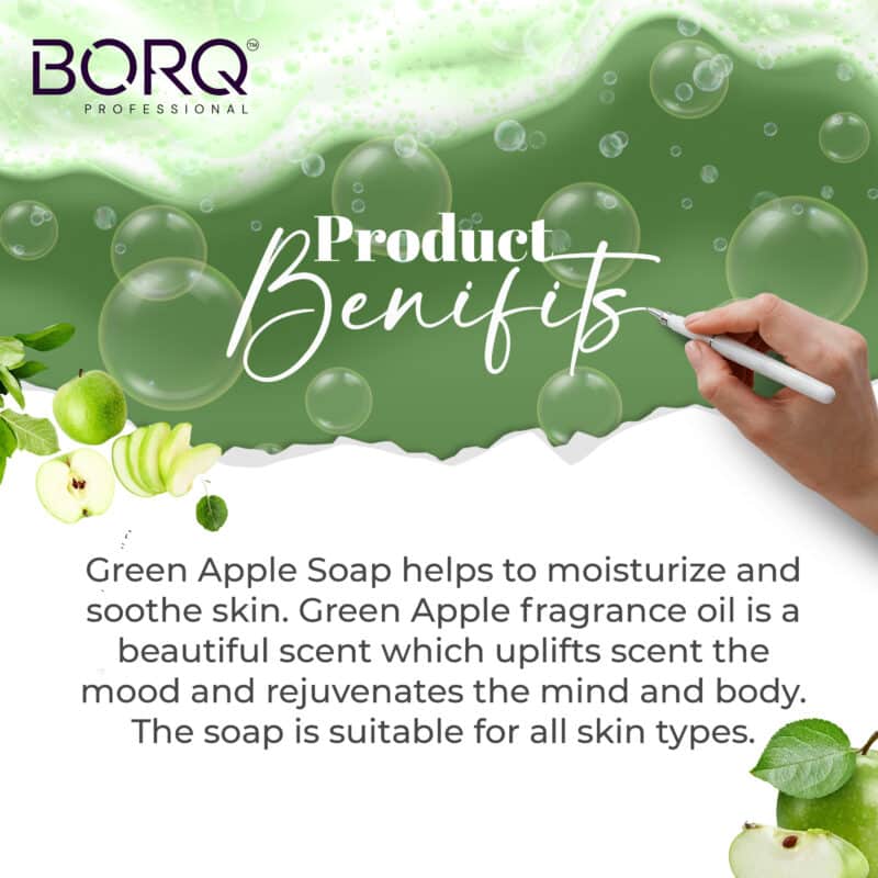 BORQ Green Apple Handmade Glycerin Bath Soap 100gm | for skin hydrated and softens | 98% Pure Glycerin & Natural Oils | No Parabens, No Harmful Chemicals | for All Skin Types - Image 5