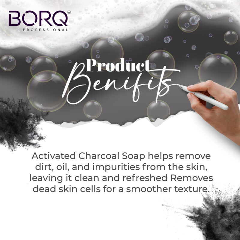 BORQ Activated Charcoal Handmade Glycerin Bath Soap 100gm | detoxification and oil control | 98% Pure Glycerin & Natural Oils | No Parabens, No Harmful Chemicals | for All Skin Types - Image 5