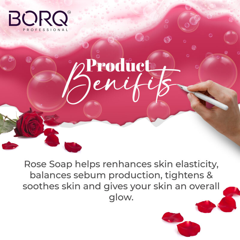 BORQ Rose Handmade Glycerin Bath Soap 100gm | for skin remove redness | 98% Pure Glycerin & Natural Oils | No Parabens, No Harmful Chemicals | for All Skin Types - Image 5