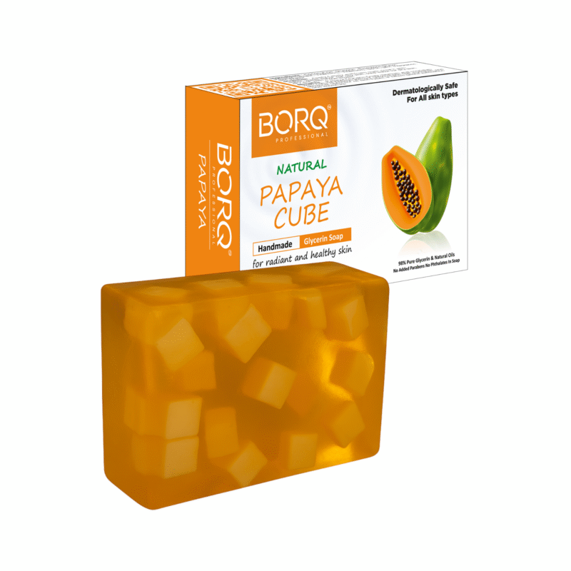 BORQ Papaya Cube Handmade Glycerin Bath Soap 100gm | for enriched radiant and healthy skin | 98% Pure Glycerin & Natural Oils | No Parabens, No Harmful Chemicals | for All Skin Type