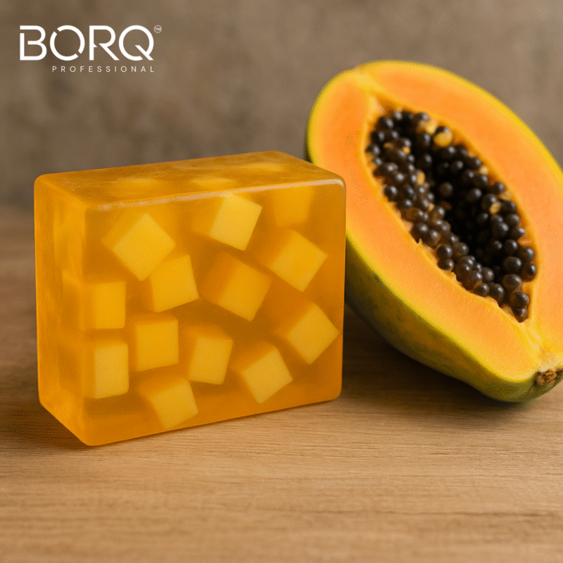 BORQ Papaya Cube Handmade Glycerin Bath Soap 100gm | for enriched radiant and healthy skin | 98% Pure Glycerin & Natural Oils | No Parabens, No Harmful Chemicals | for All Skin Type - Image 3